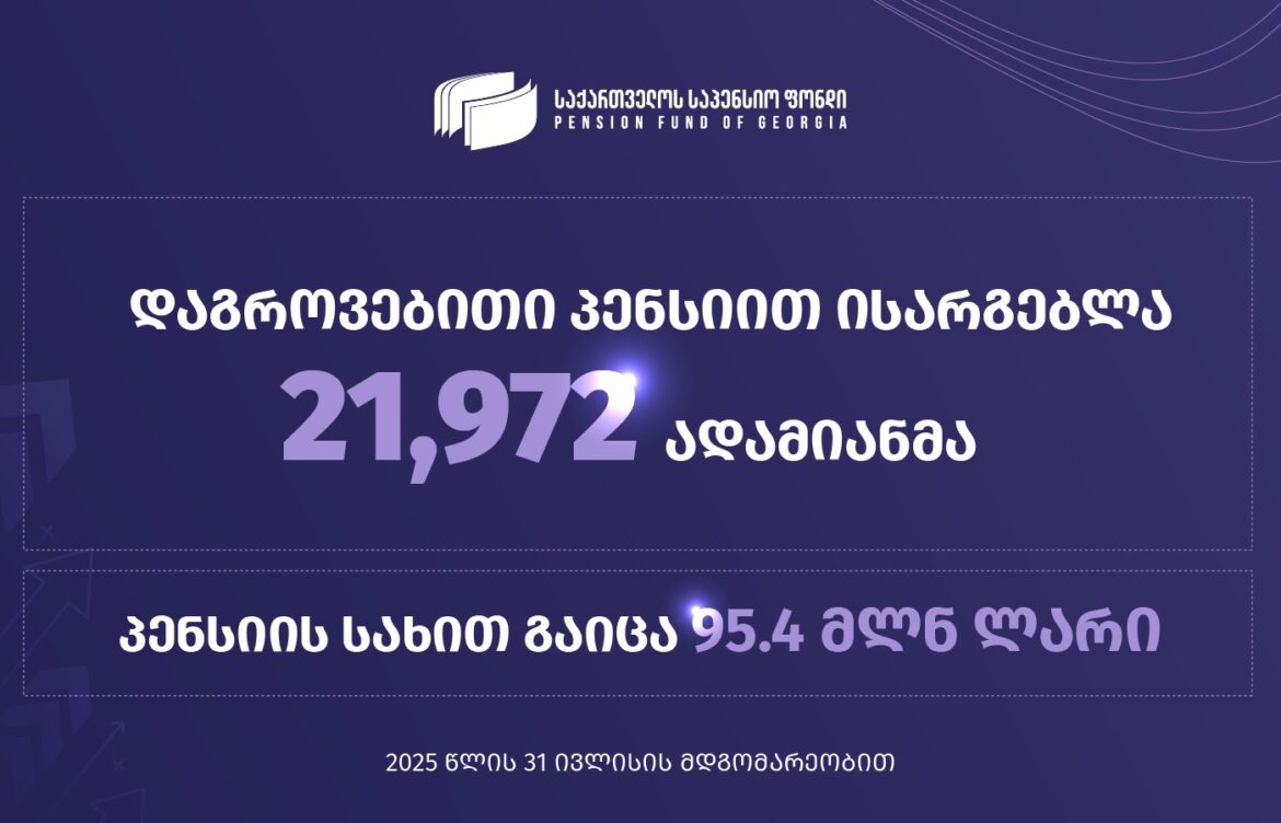 საქართველოს საპენსიო ფონდი – საპენსიო სქემაში გაწევრიანებულ მონაწილეთა რაოდენობა 1 მილიონ 655 ათასი ადამიანია