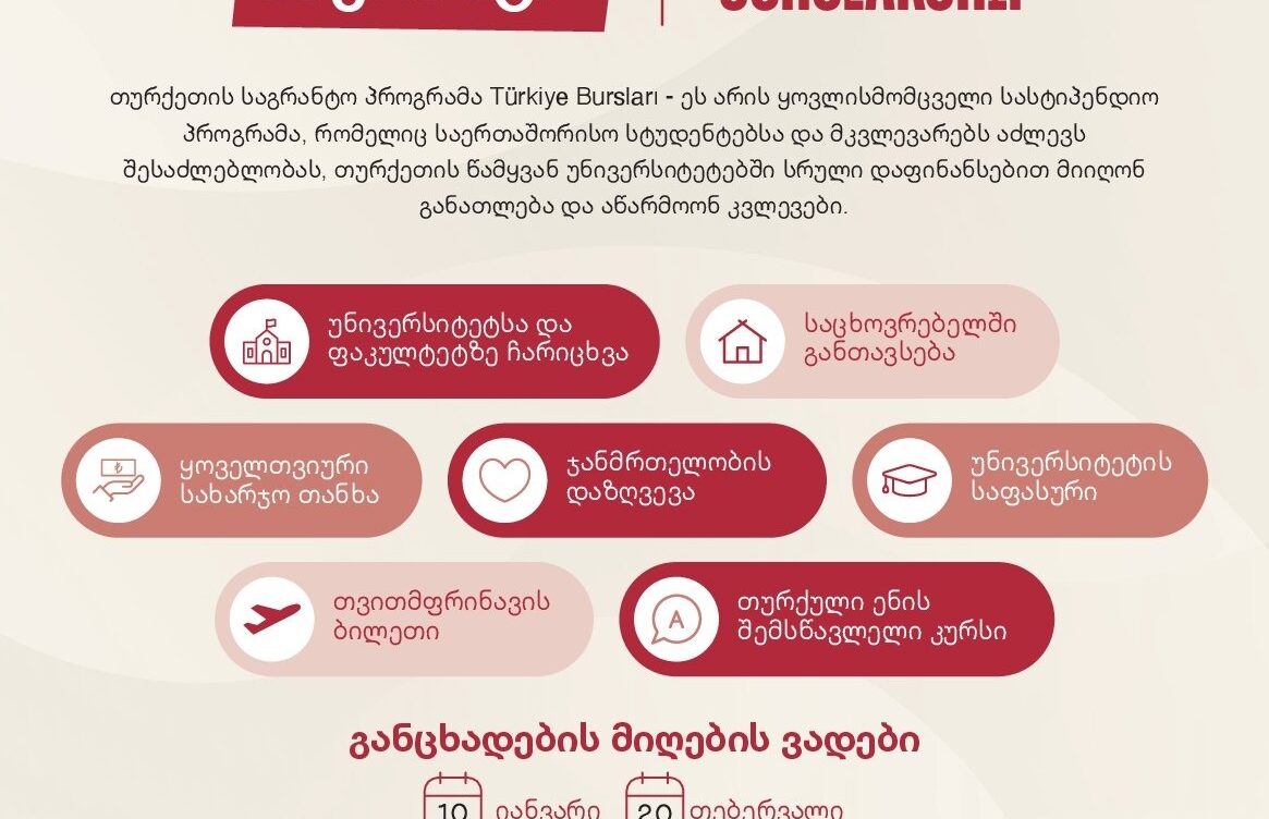 თურქეთის სტიპენდიებზე რეგისტრაცია გრძელდება
