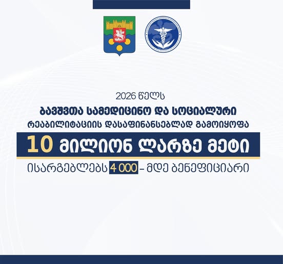 ბავშვთა სამედიცინო და სოციალური რეაბილიტაციის მიმართულებით ხუთი პროგრამა განხორციელდება