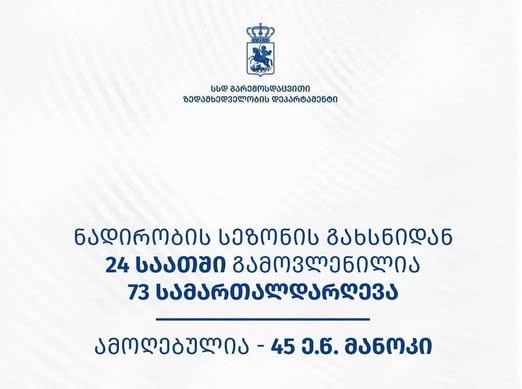 73 სამართალდარღვევა – 24 საათში